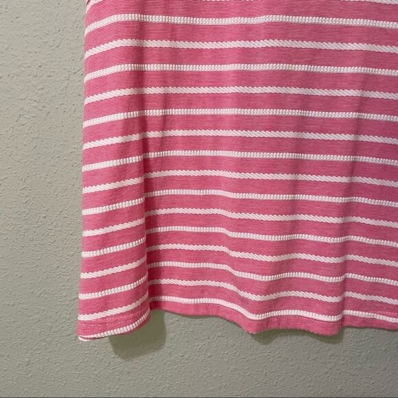 Sail To Sable Pink White Striped Short Sleeve Fit Flare Mini Dress Womens XS STS - Picture 2 of 8
